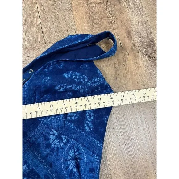 Polo Ralph Lauren Asymmetrical Sleeveless Blue Patchwork Dress Lined Women's 12 - Picture 12 of 14